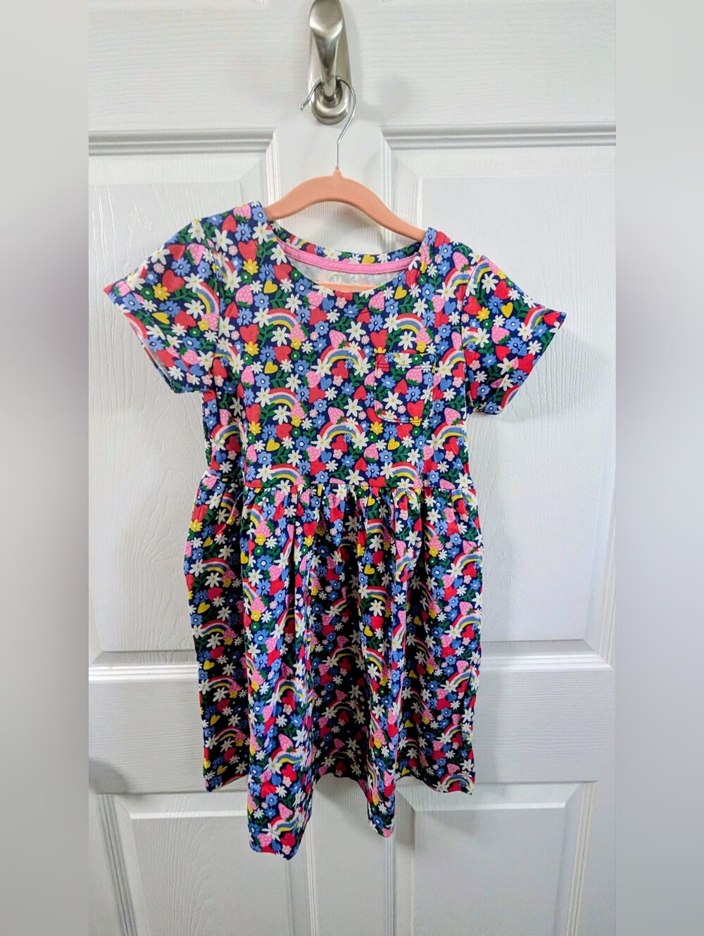 Mini Boden NWOT 7-8 Rainbow 🌈 🌺 & Floral Short Sleeve Dress